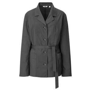 Uniqlo dark gray womens belted long sleeve overshirt utility jacket
